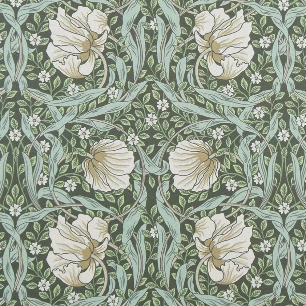 Textilvaxduk Grace grön - Klassisk blommig Arts and Crafts design
