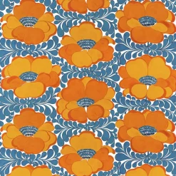 Textilvaxduk Love blå-orange