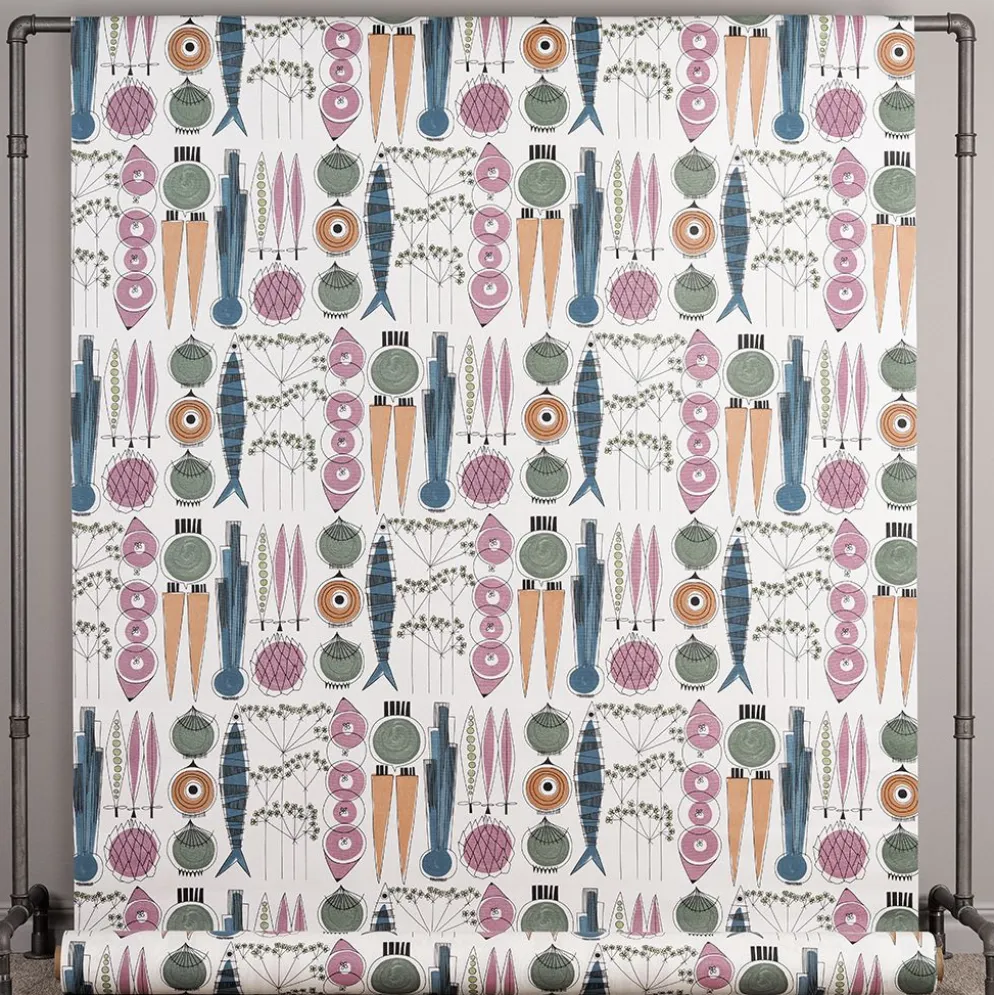 Textilvaxduk Picknick blå/rosa - lekfull retrodesign i mjuka färger