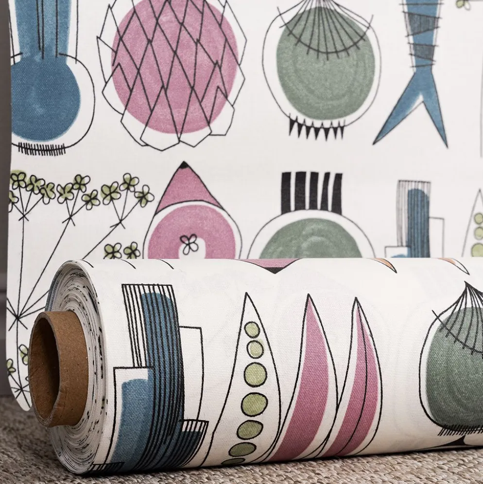 Textilvaxduk Picknick blå/rosa - lekfull retrodesign i mjuka färger