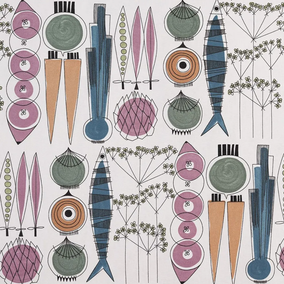 Textilvaxduk Picknick blå/rosa - lekfull retrodesign i mjuka färger