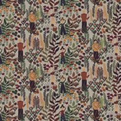 Trädgård rost/beige linnelook tyg