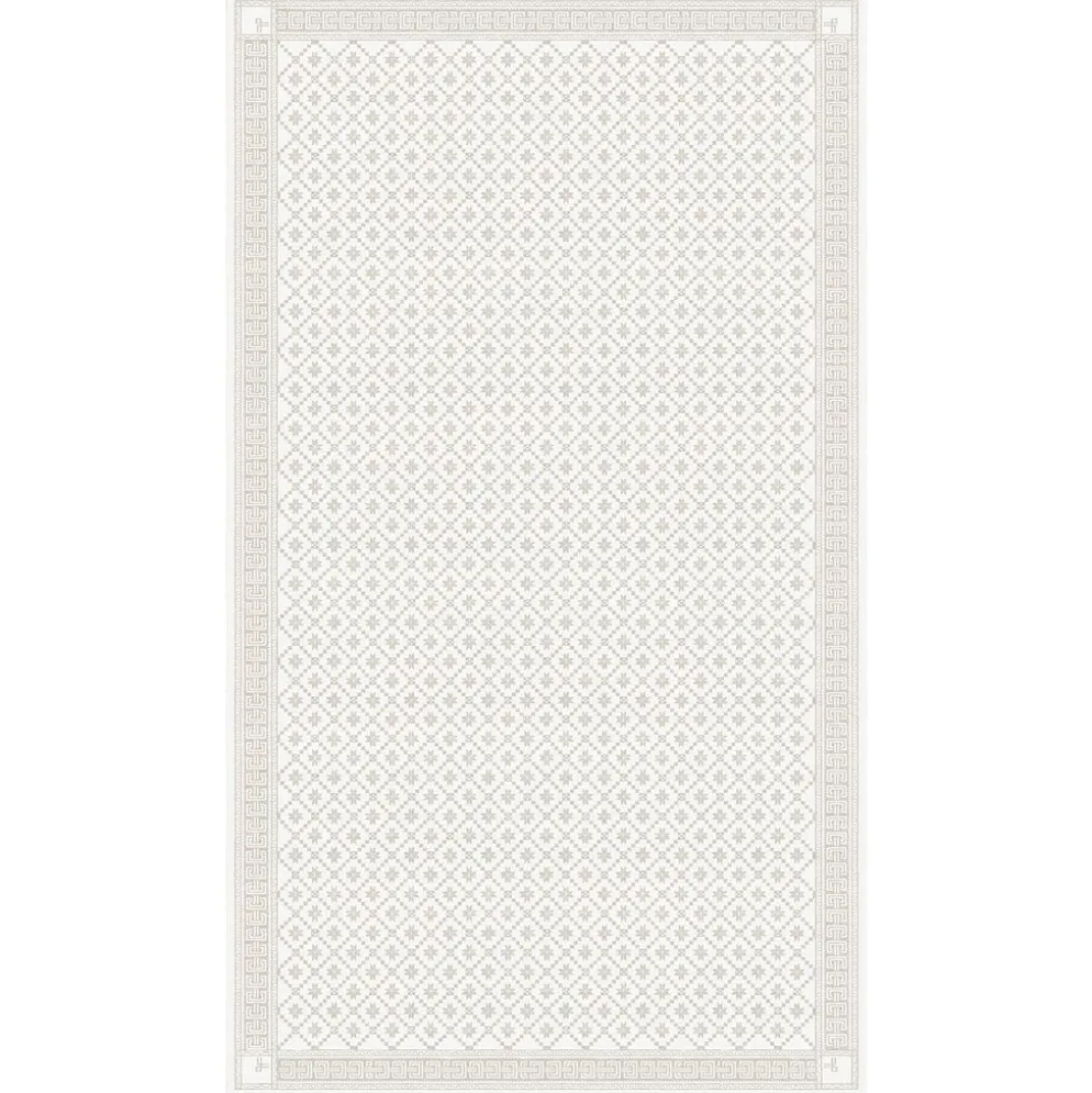 Åttebladsrose beige duk 150x260cm - Ekelunds Linneväveri