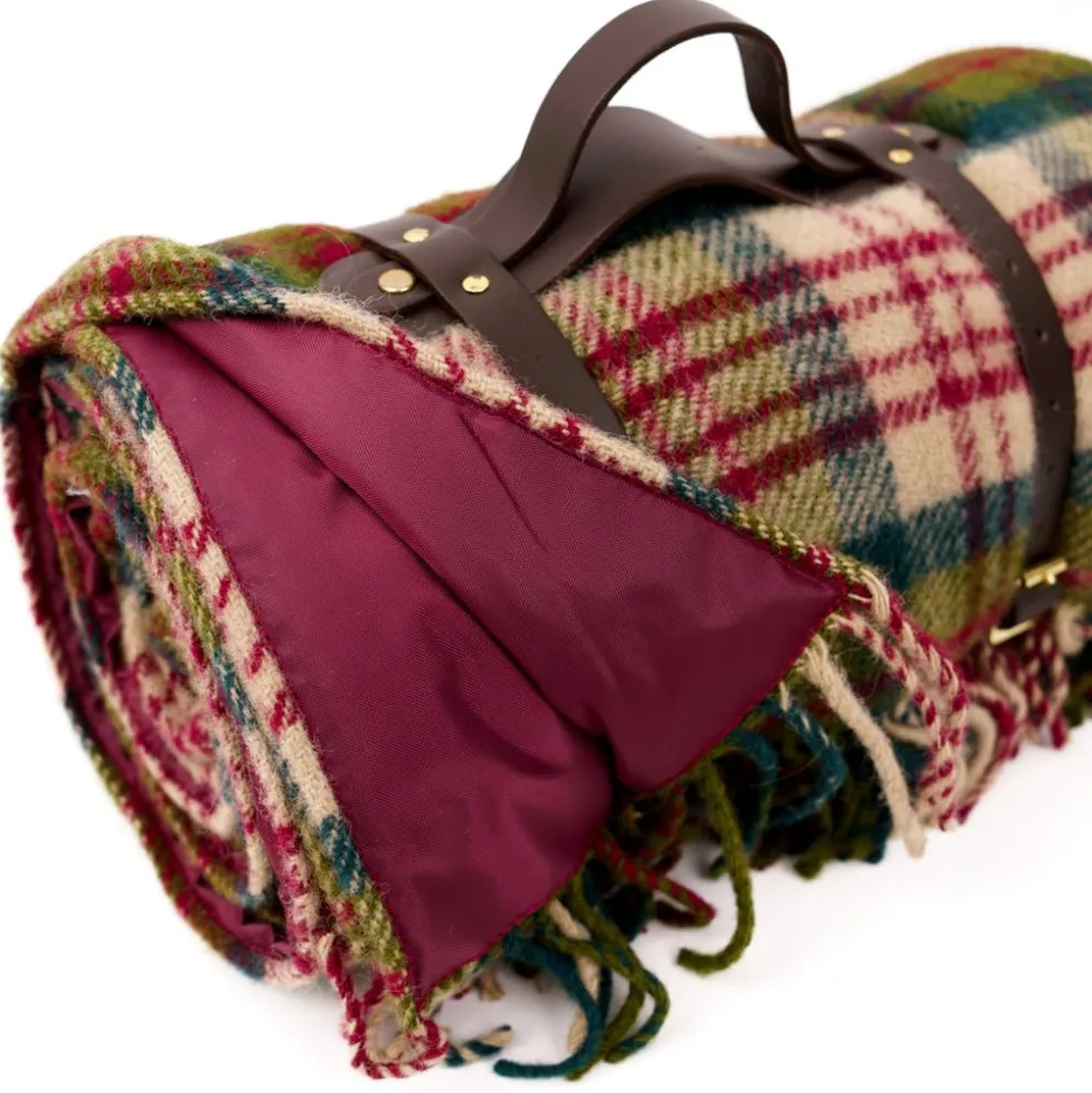 Tweedmill Picknickfilt i Ull - Thistleberry/Wine med Vattentät Baksida, 145 x 183 cm