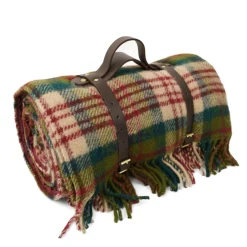 Tweedmill Picknickfilt i Ull - Thistleberry/Wine med Vattentät Baksida, 145 x 183 cm