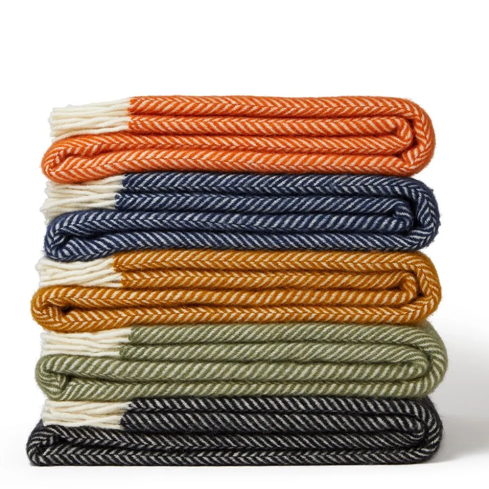 Ullpläd Fishbone Cinnamon, 100% Ull, 150x183 cm