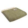 Ullpläd Fishbone Olive, 100% Ull, 150x183 cm