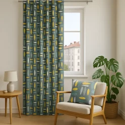 Under trädet turkos gardiner